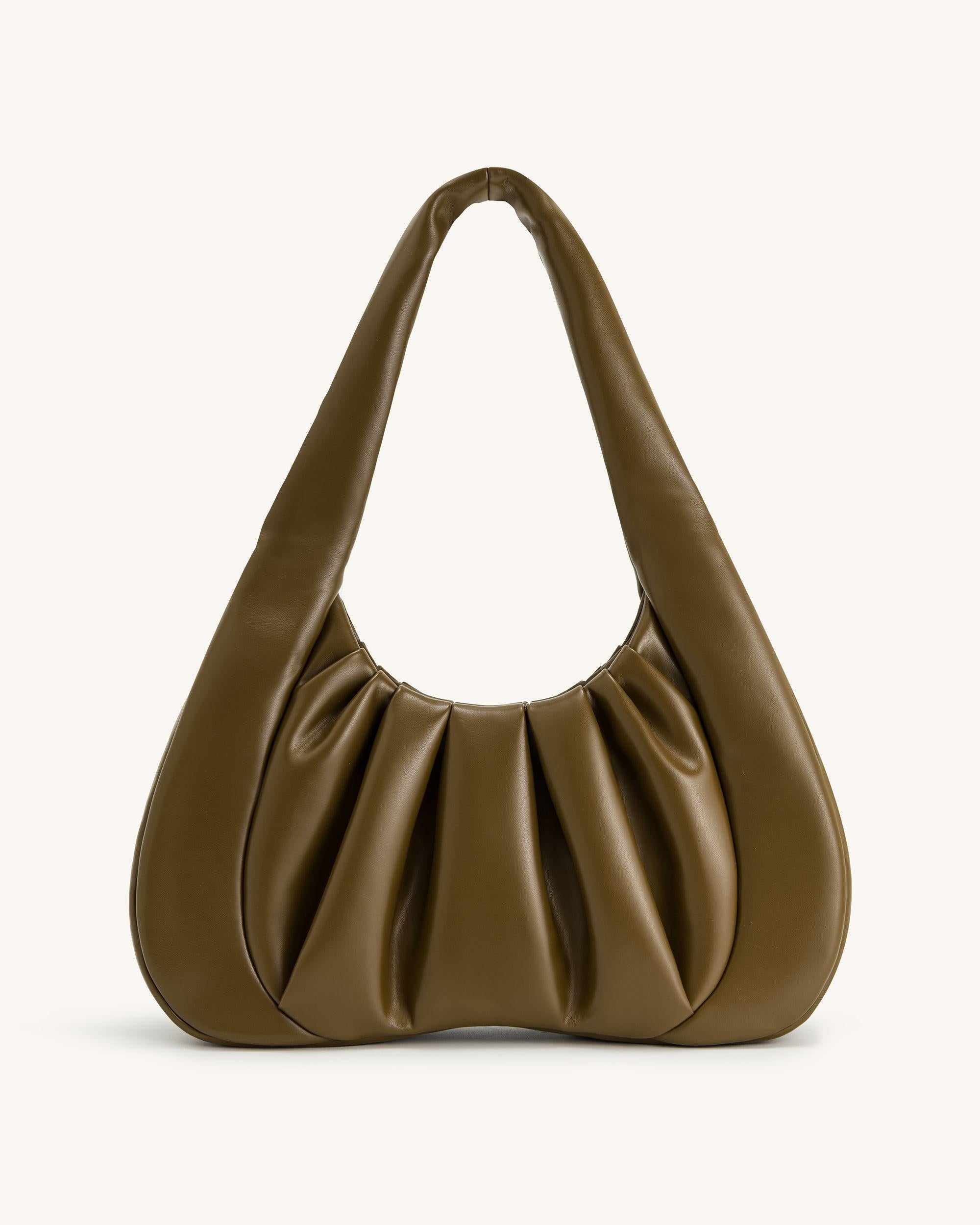 Ashley Ruched Shoulder Bag - Dark Olive