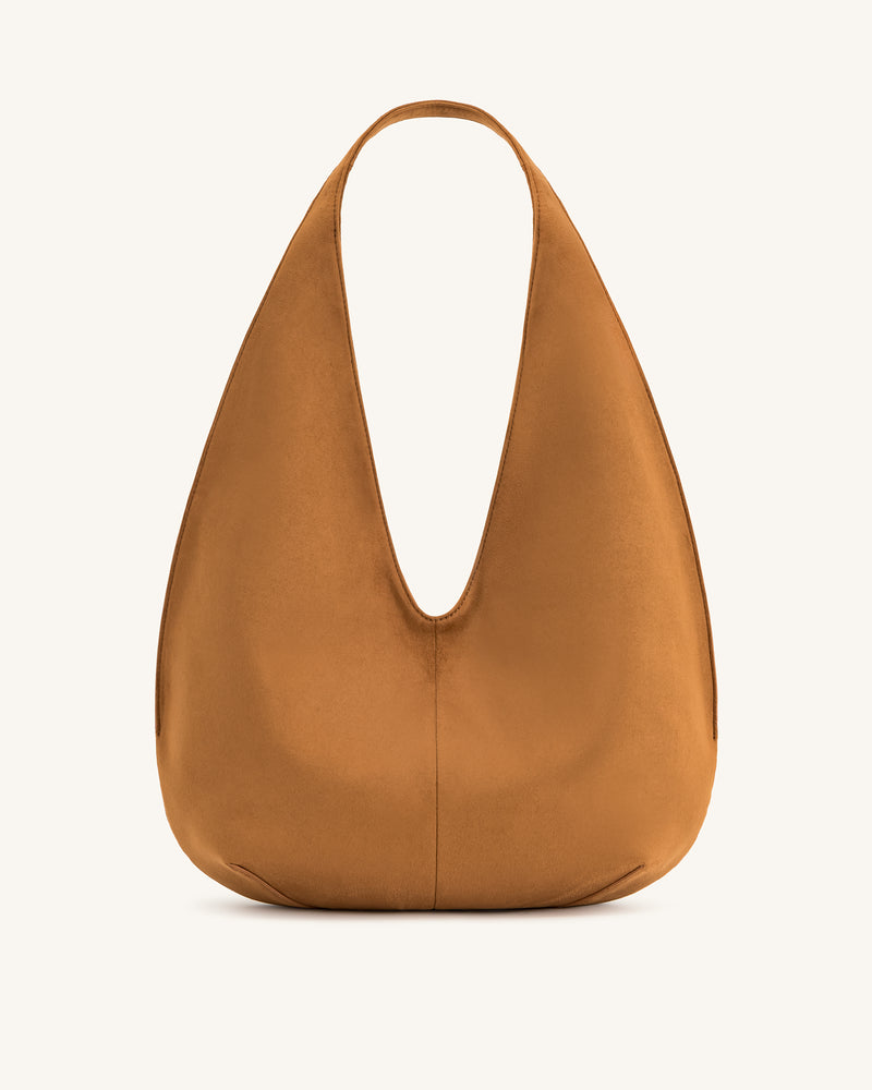 Dara Faux Suede Hobo Bag -Yellowish Brown