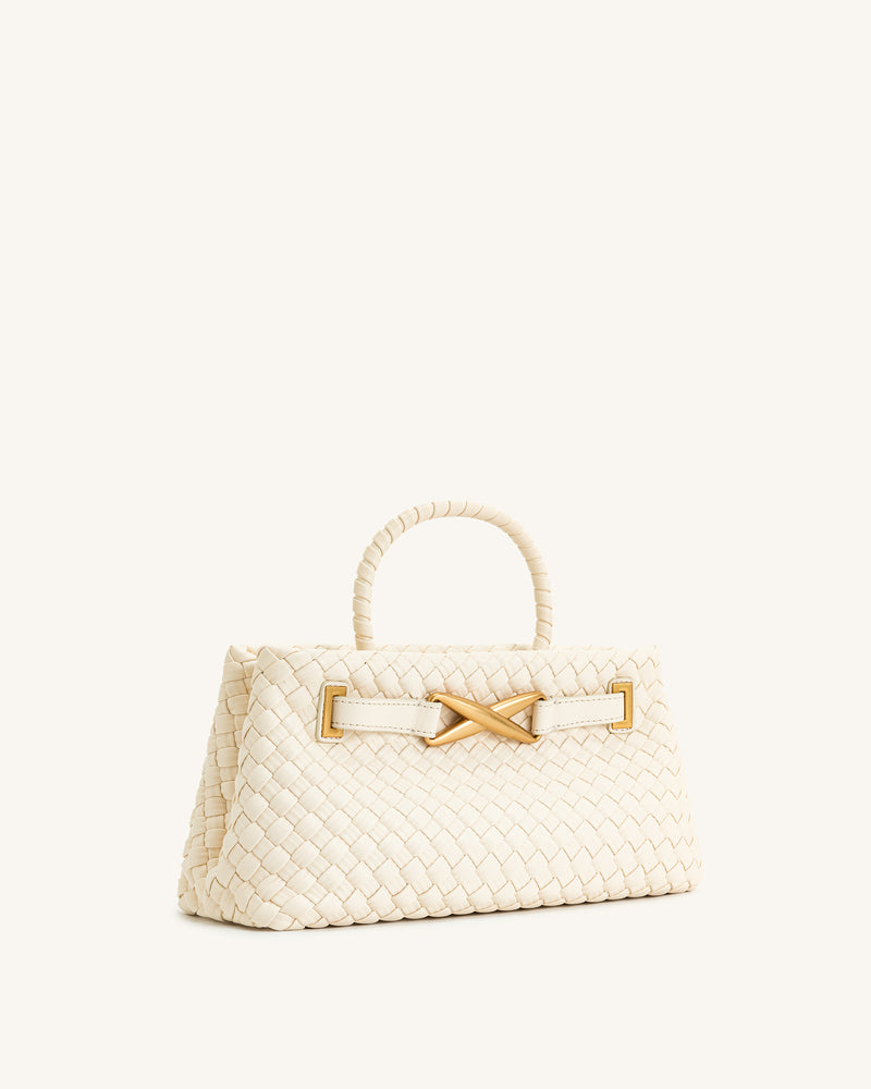 Elora Woven Tote Bag - White