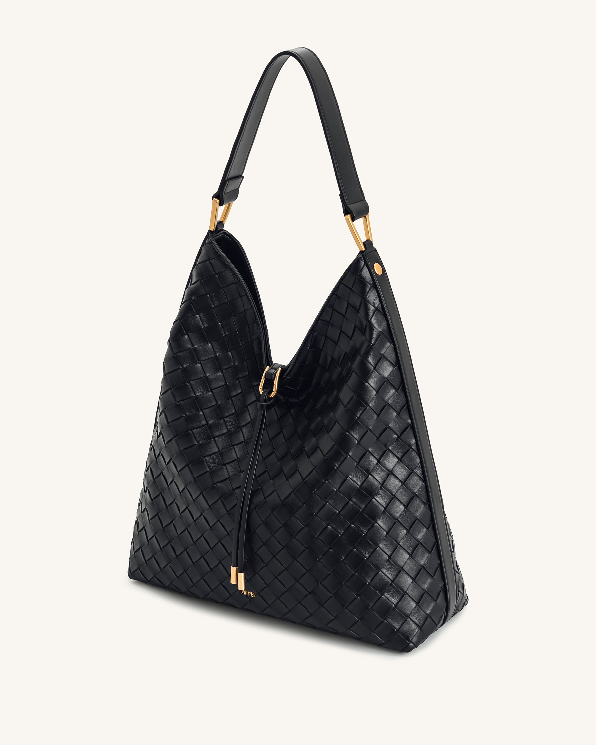 Aria Woven Texture Shoulder Bag - Black | JW PEI
