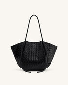 Nala Wide Weave Texture Tote Bag - Black
