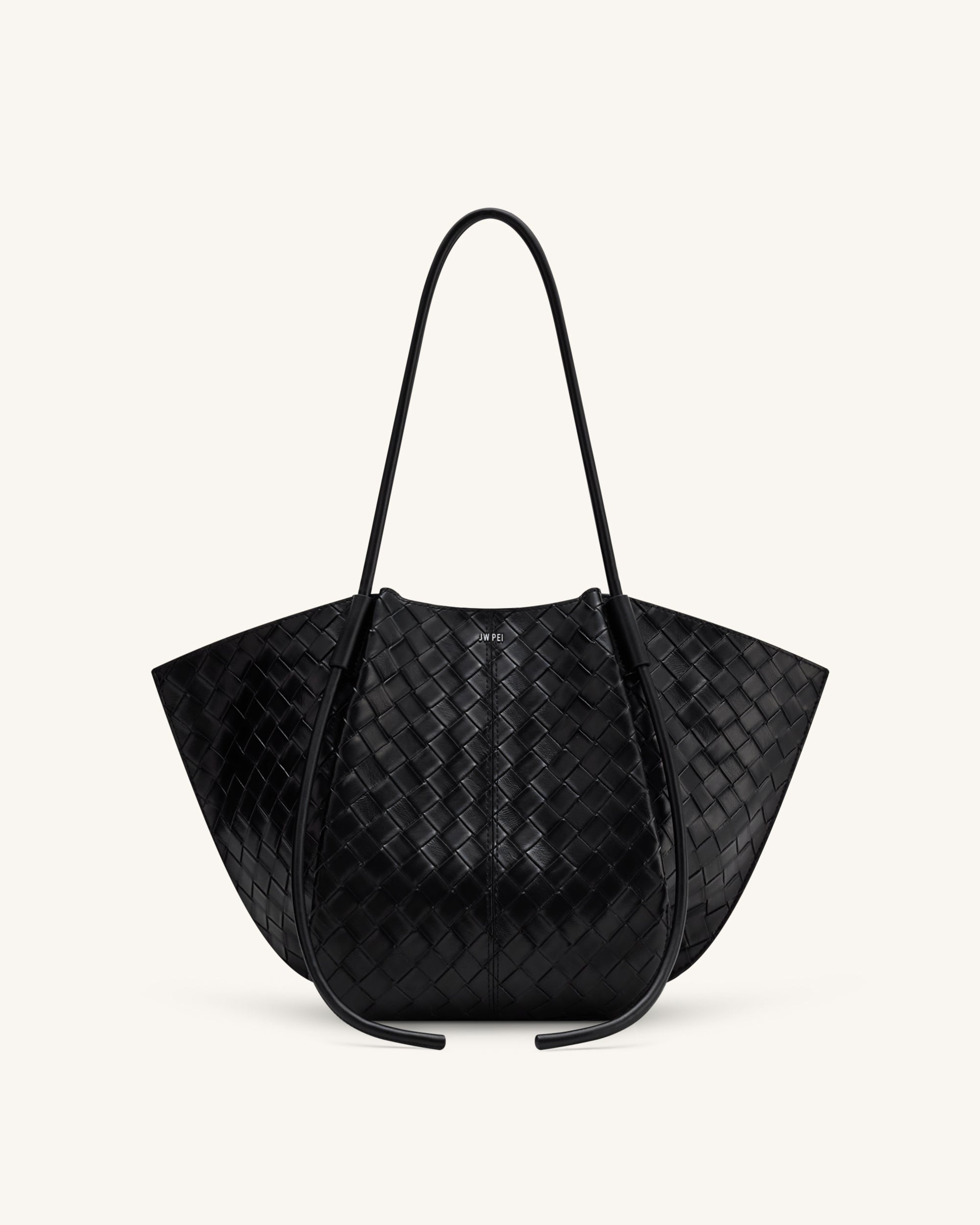 Nala Wide Weave Texture Tote Bag - Black
