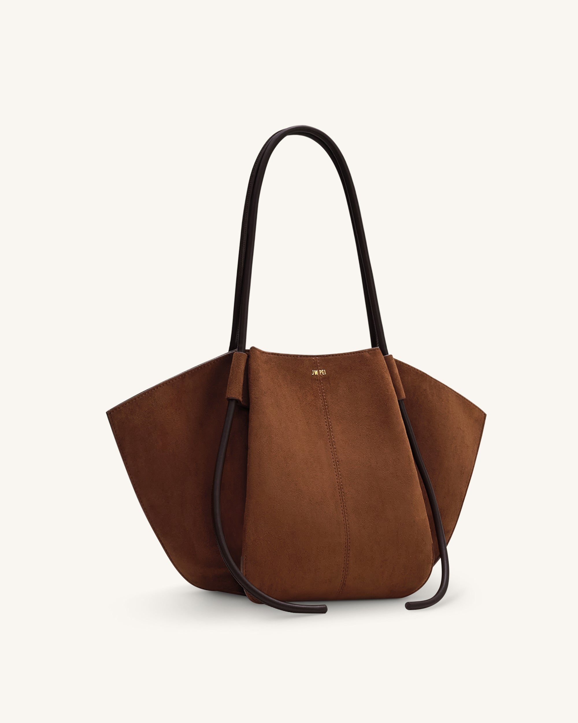 Nala Faux Suede Wide Tote Bag - Brown