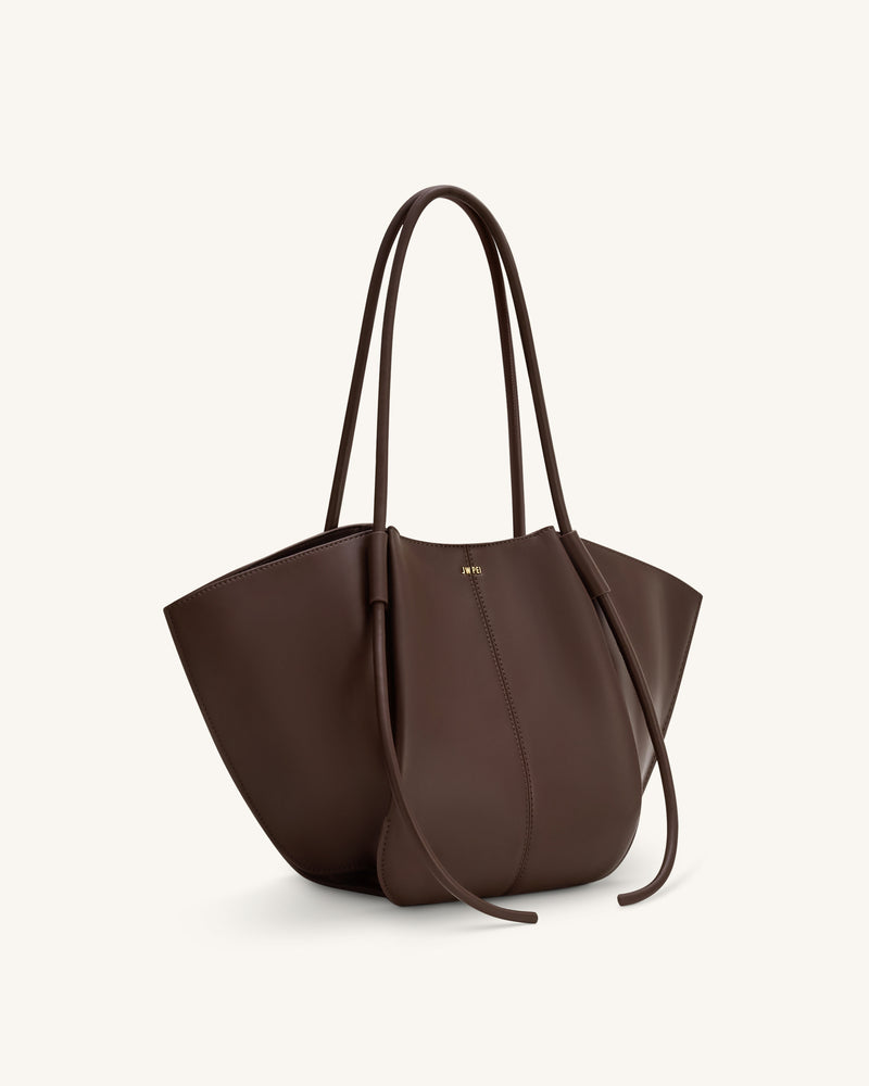Nala Wide Tote Bag - Deep Brown