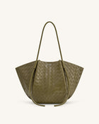 Nala Wide Weave Texture Tote Bag - Olive Green