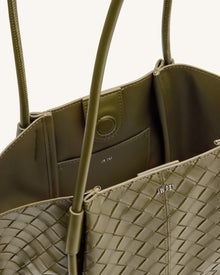 Nala Wide Weave Texture Tote Bag - Olive Green