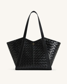 Kiana Large Capacity Weave Texture Tote Bag - Black