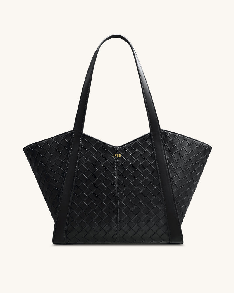 Kiana Large Capacity Weave Texture Tote Bag - Black