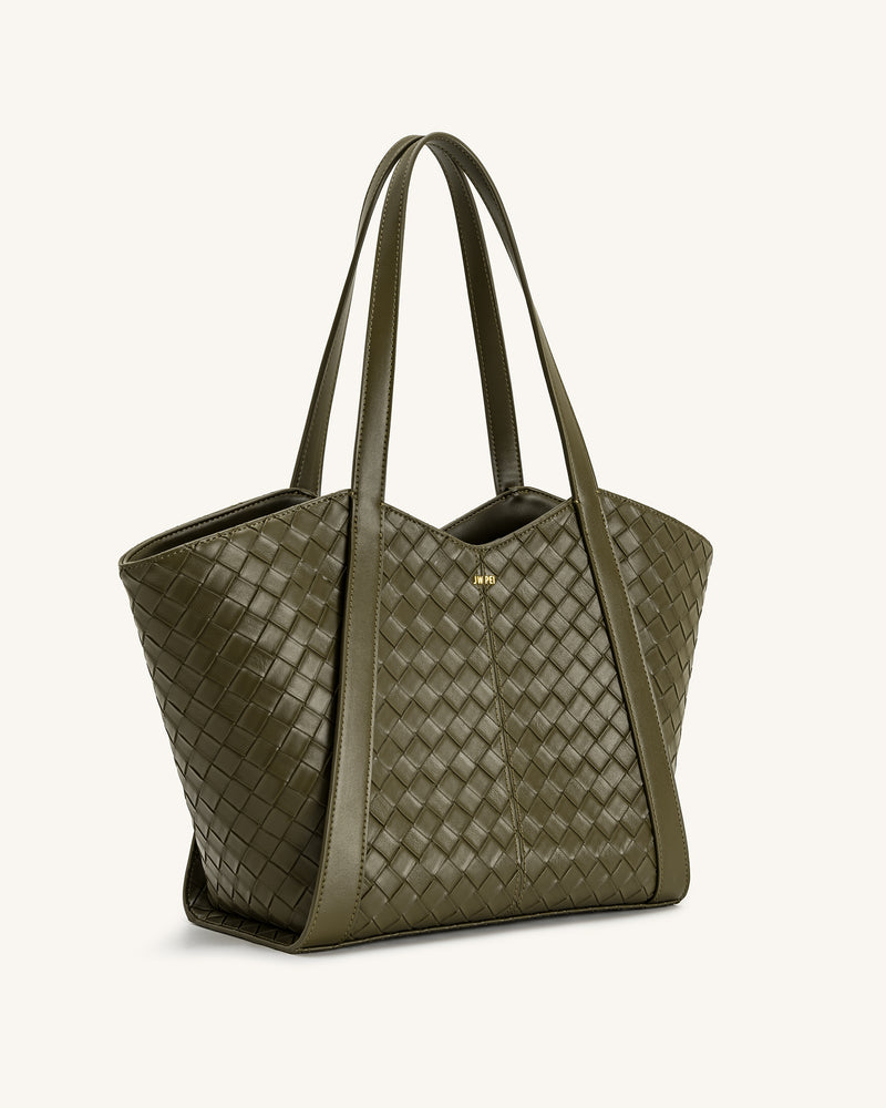 Kiana Large Capacity Weave Texture Tote Bag - Dark Olive