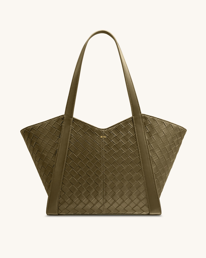 Kiana Large Capacity Weave Texture Tote Bag - Dark Olive