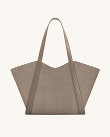 Kiana Large Capacity Faux Suede Tote Bag - Taupe