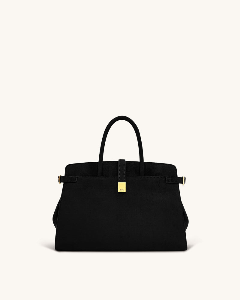 Saige Faux Suede Tote Bag - Black