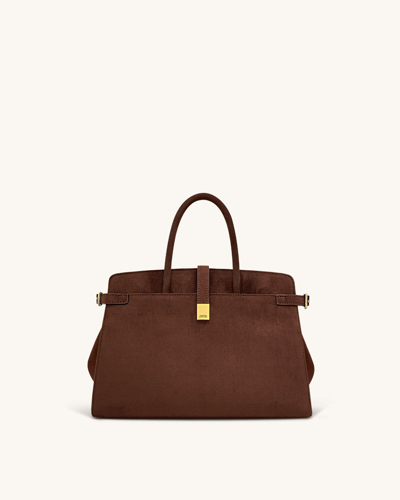 Saige Faux Suede Tote Bag - Brown