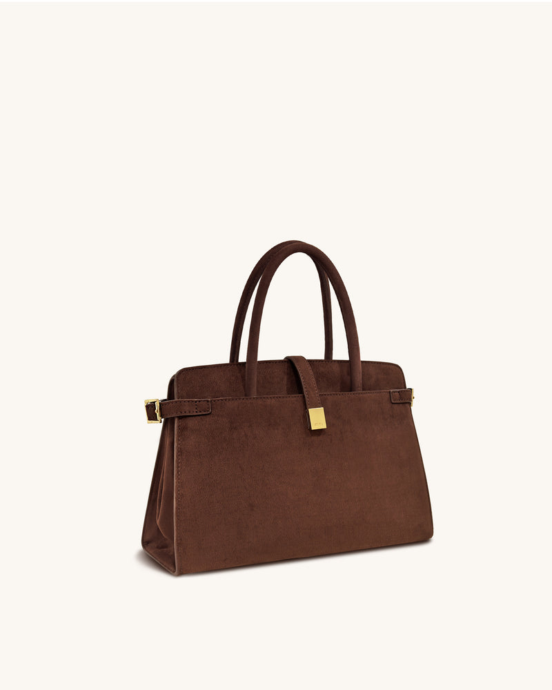 Saige Faux Suede Tote Bag - Brown