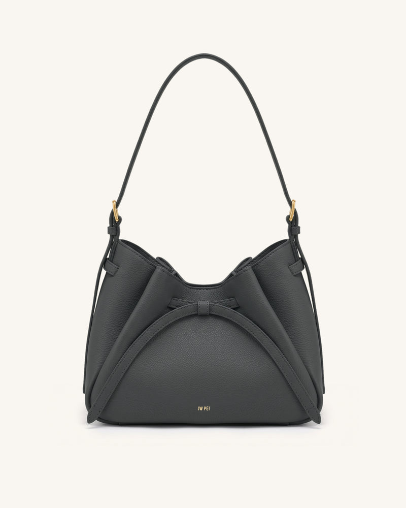Mabel Soft Bow Shoulder Bag - Dark Gray