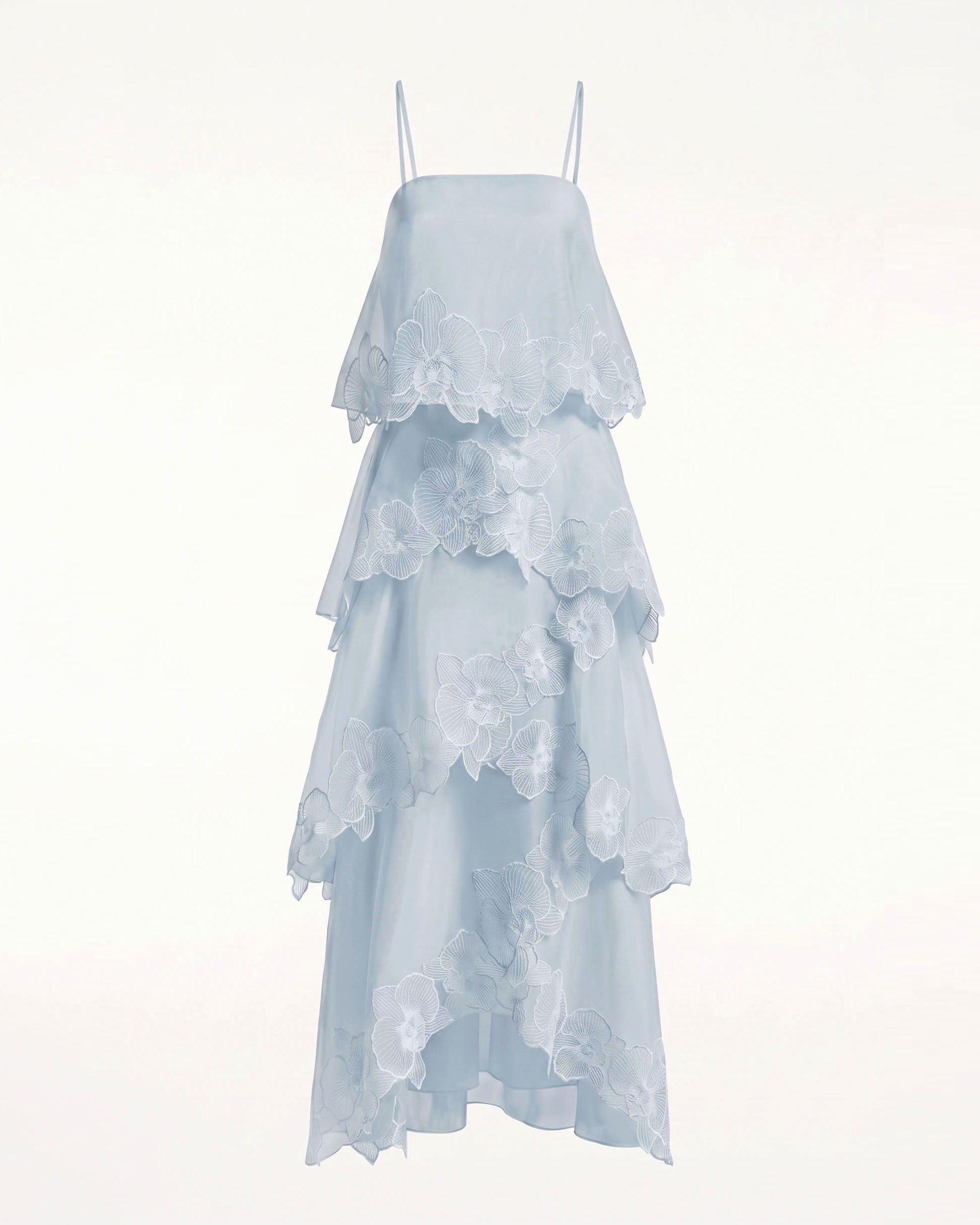 Orchid Embroidered Layered Maxi Dress - Light Blue