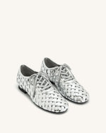 Kayla Weave Strap Flat Shoes - Silver