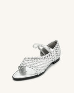 Jocelyn Weave Strap Flip-flops - Silver