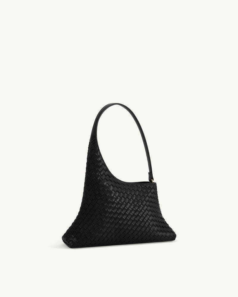 Lyra Woven Shoulder Bag - Black
