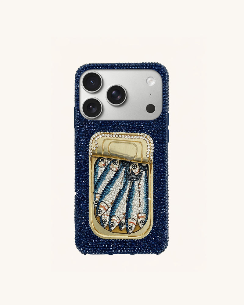 Sardine Tin Artificial Crystal Phone Case - Blue