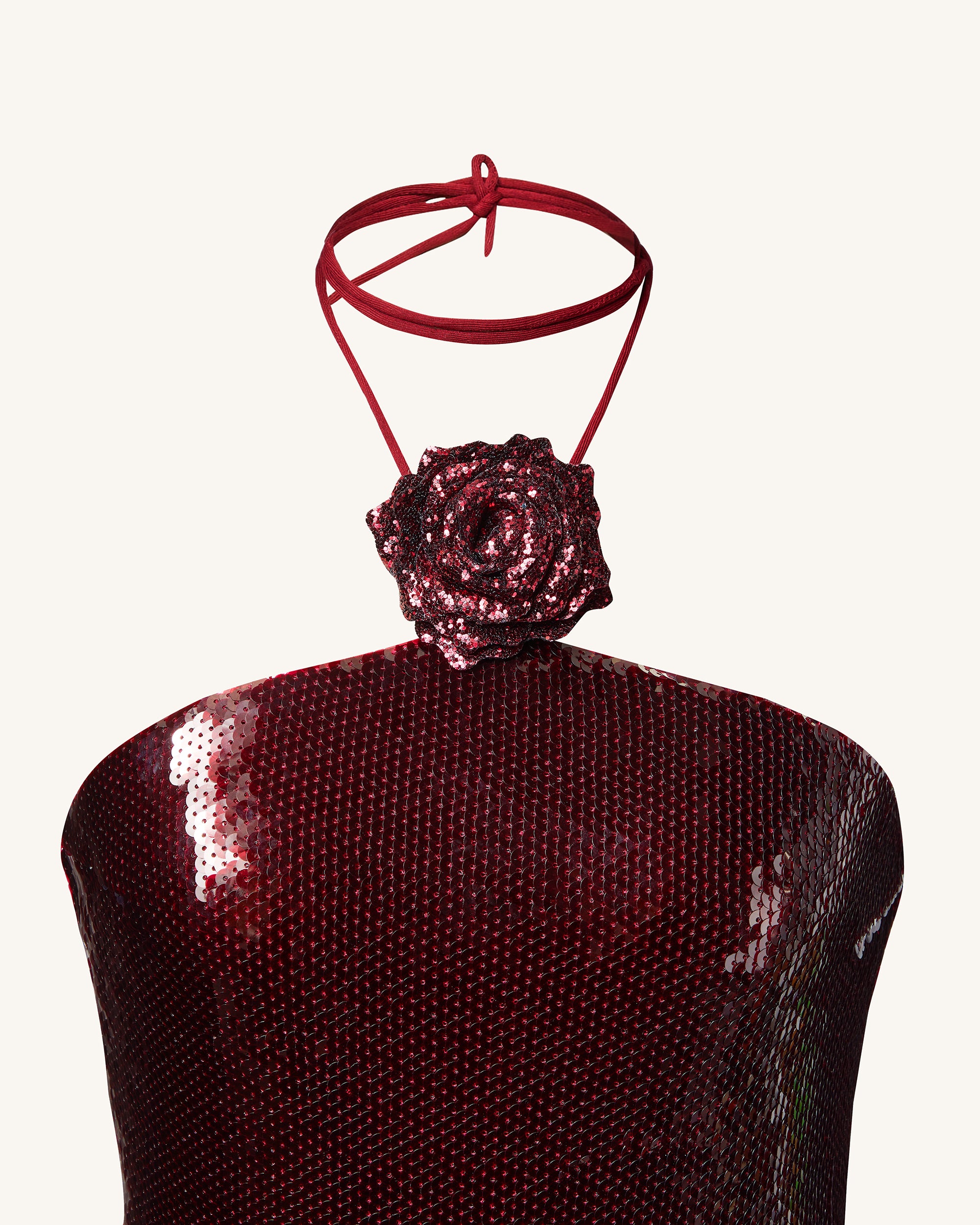 Burgundy Sequinned Halter Mini Dress - Burgundy | JW PEI Burgundy Sequinned Halter Mini Dress - Burgundy | JW PEI
