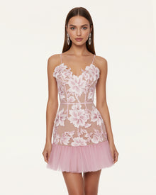 Floral Sling Mini Dress - Pink
