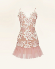 Floral Sling Mini Dress - Blush Pink