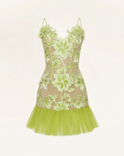 Floral Sling Mini Dress - Green
