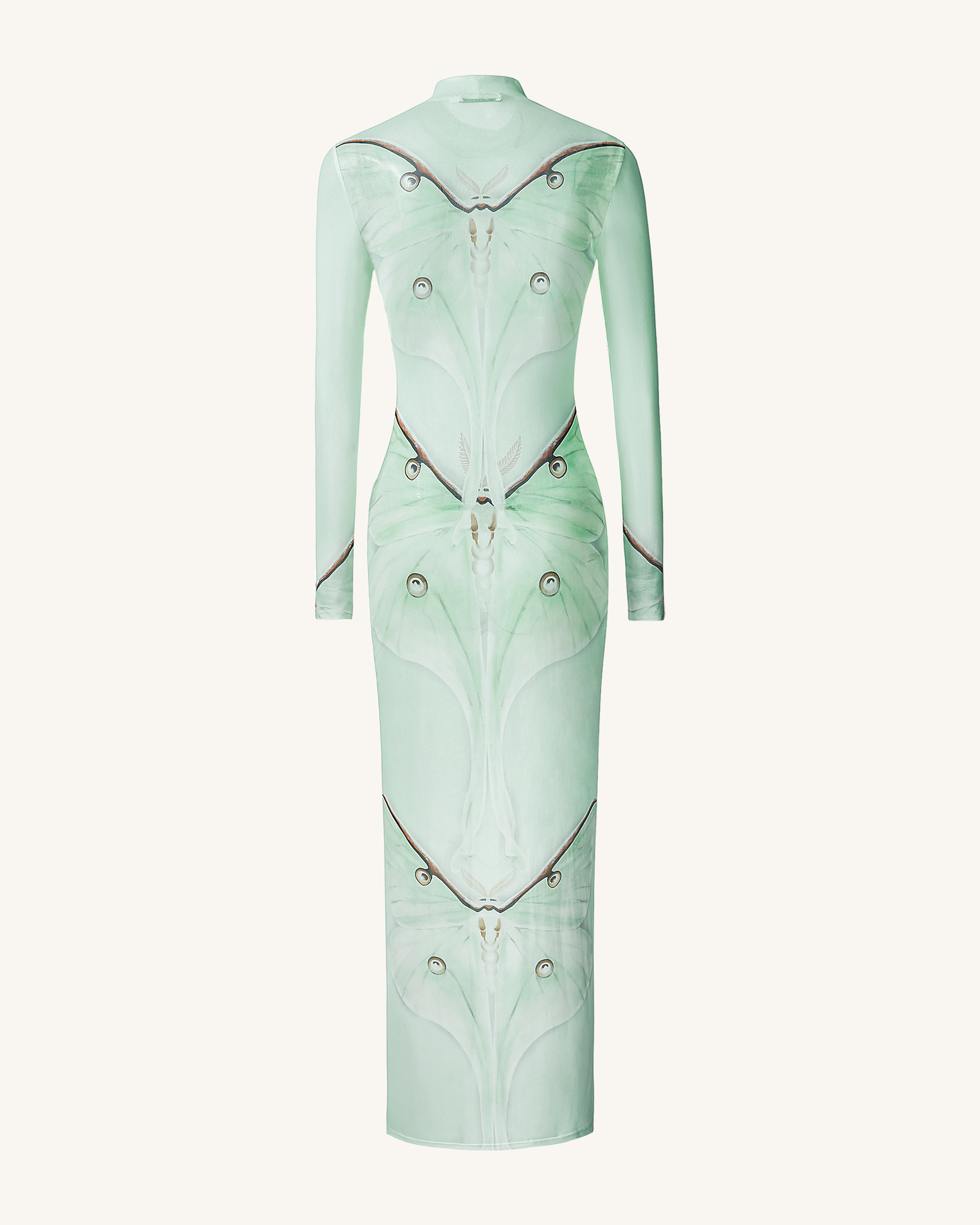 Moth Sheer Mesh Gown - Green/Beige
