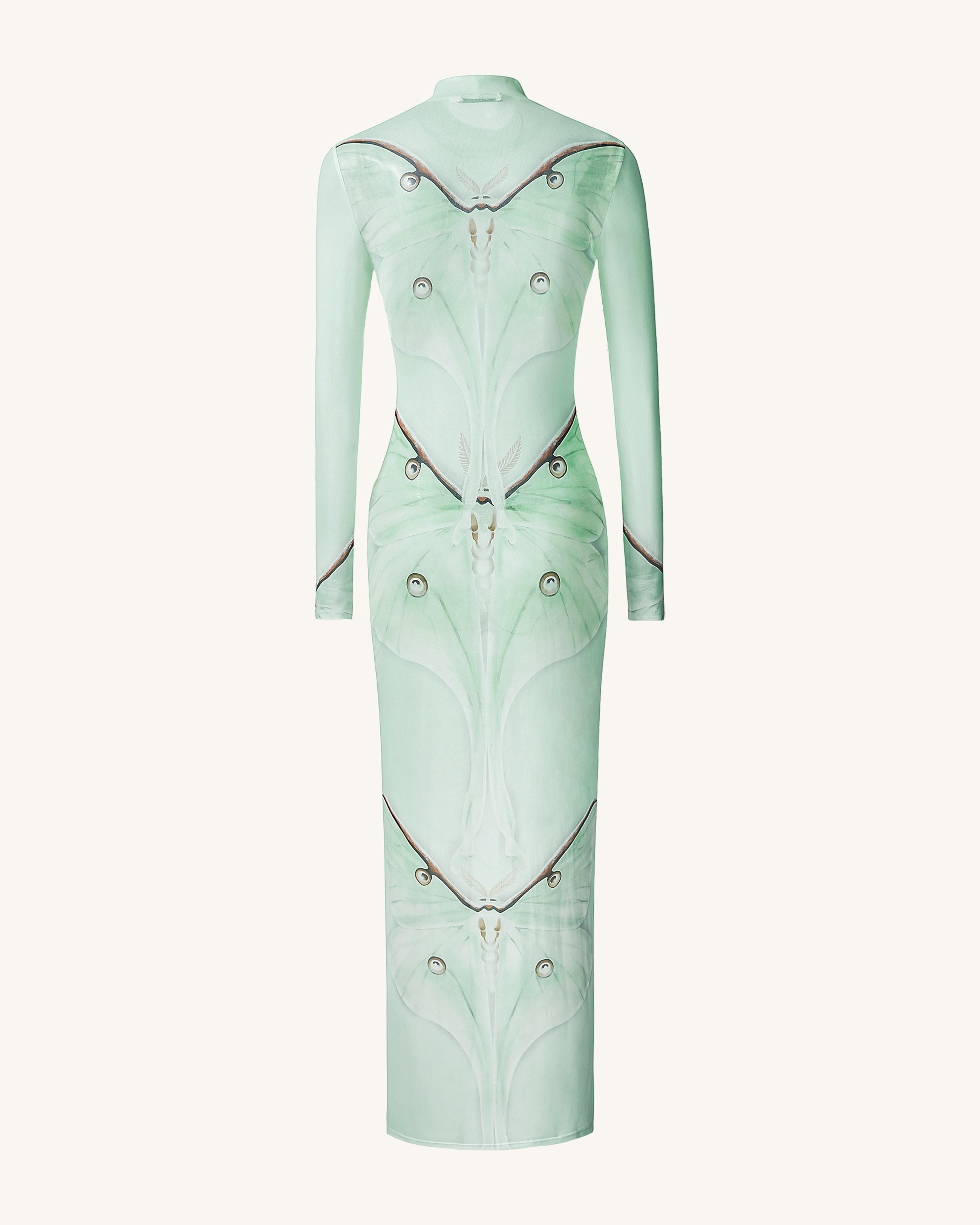 Moth Sheer Mesh Gown - Green/Beige