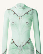 Moth Sheer Mesh Gown - Green/Beige