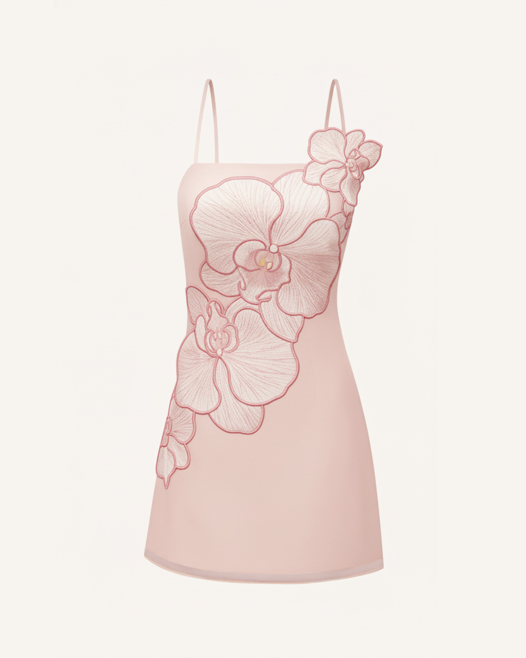 Orchid Appliqué Mini Dress - Blush Pink