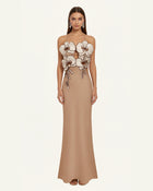 Orchid Embroidered Dress - Taupe/Ivory