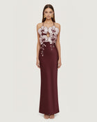 Orchid Embroidered Dress - Burgundy/Ivory