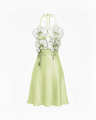 Orchid Embroidered Halter Mini Dress - Light Green