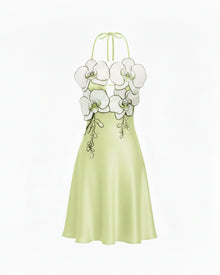 Orchid Embroidered Halter Mini Dress - Light Green