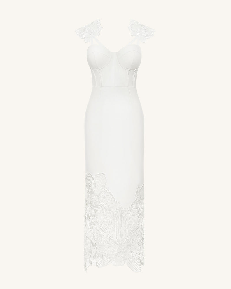 Orchid Embroidered Corset Dress - White