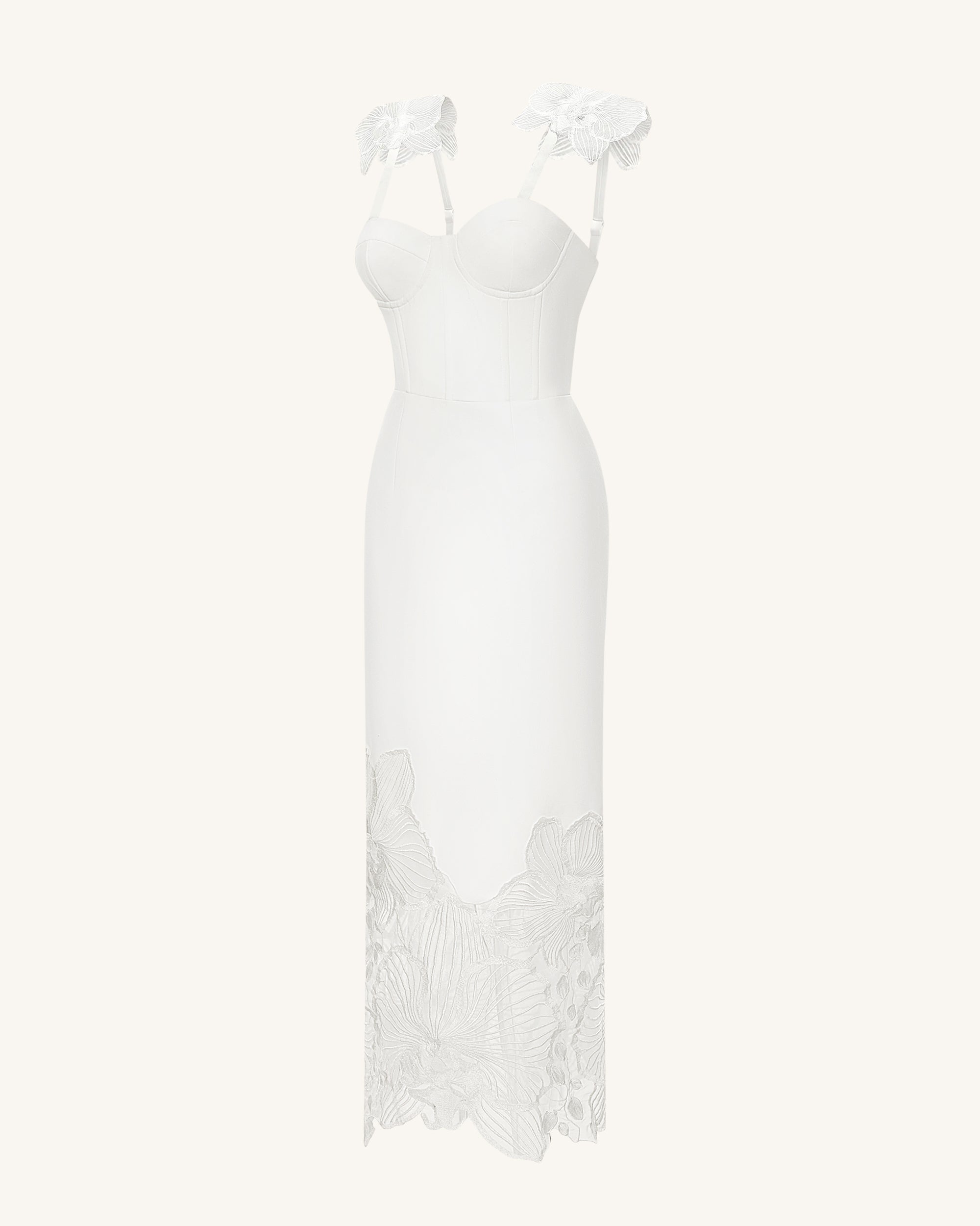 Orchid Embroidered Corset Dress - White