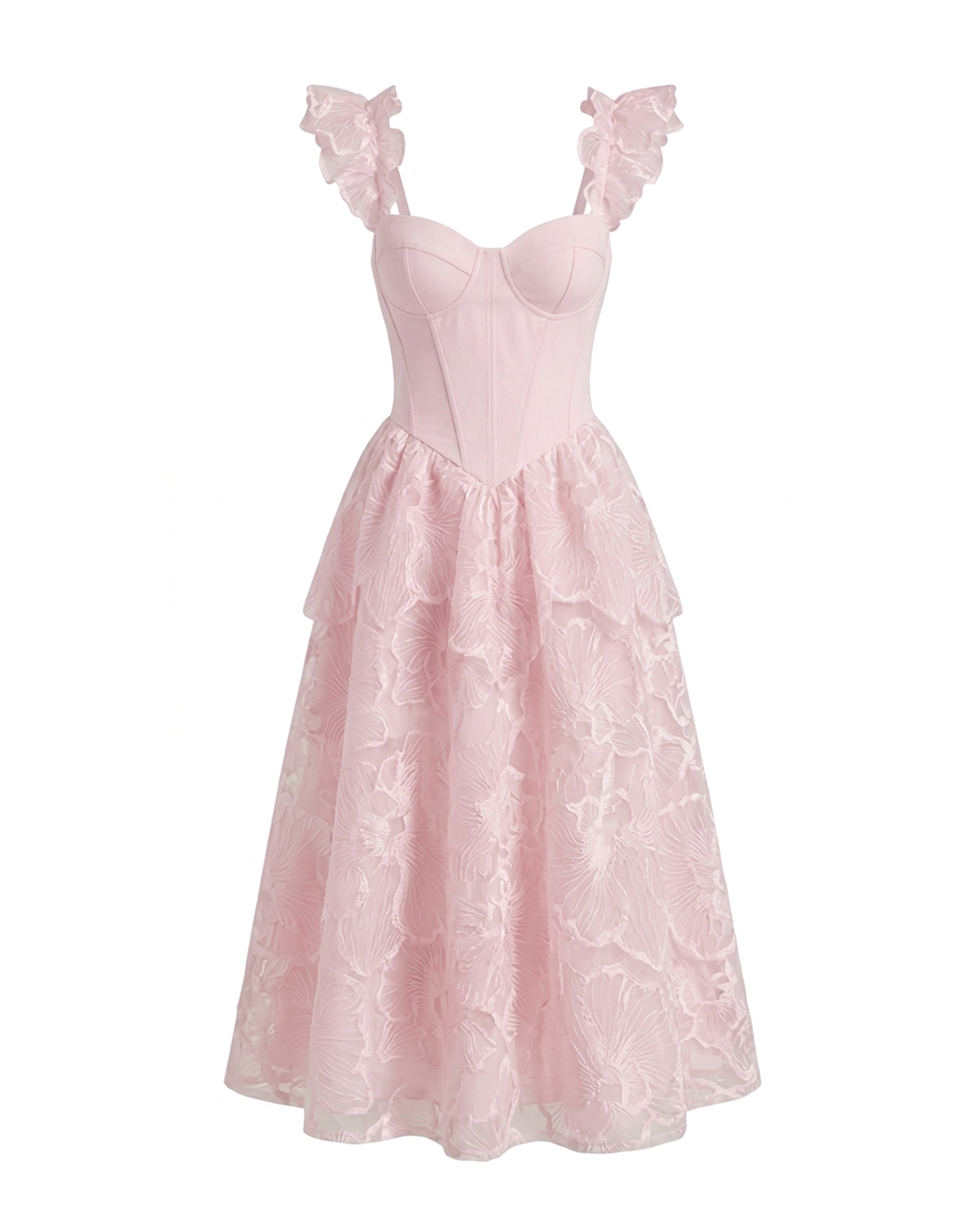 blush pink midi dress Elise | Light Plunge-Neck With Drop-Waist or no bra COS Women's Dropped-Hem Midi Dress