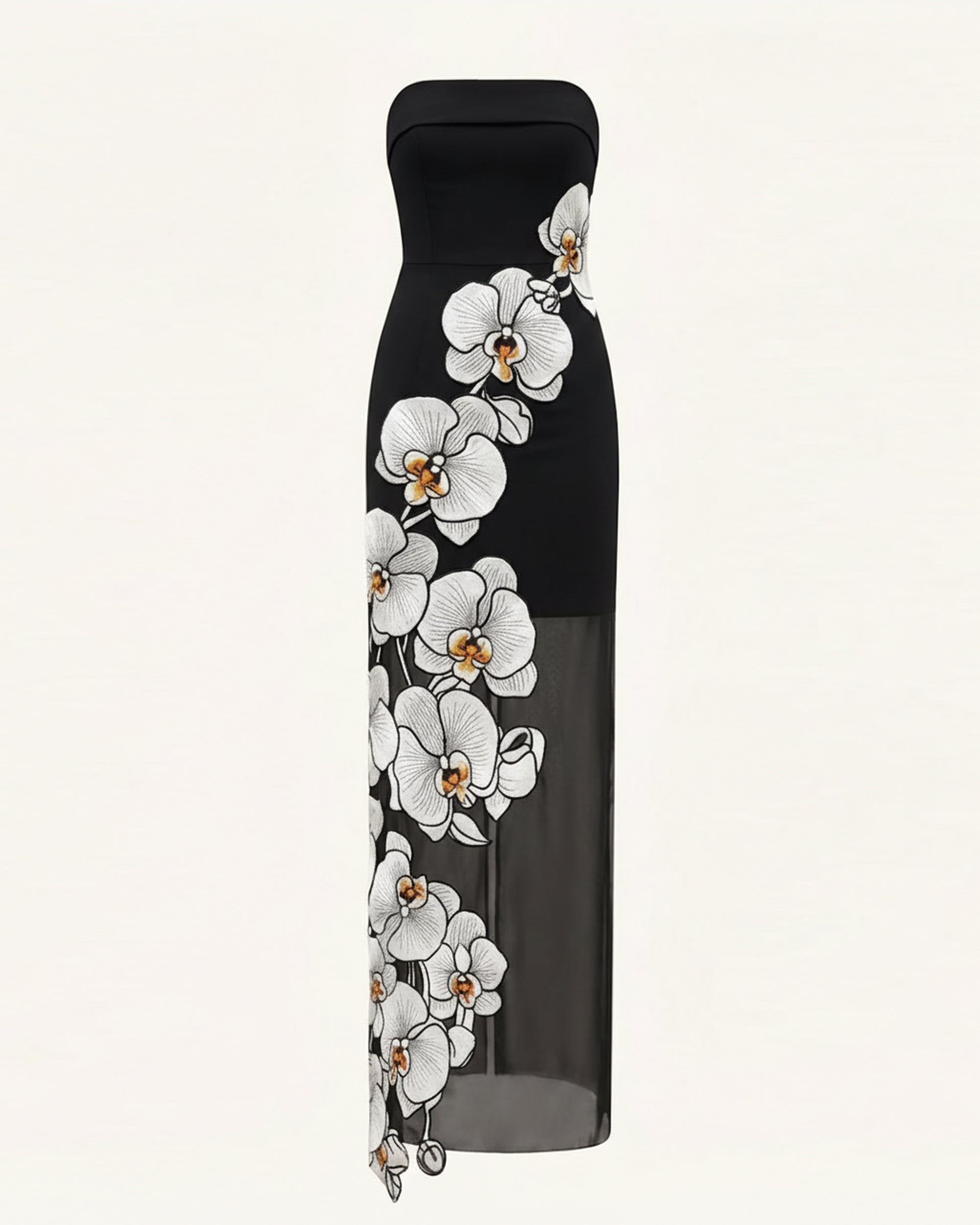 Orchid Embroidered Dress - Black