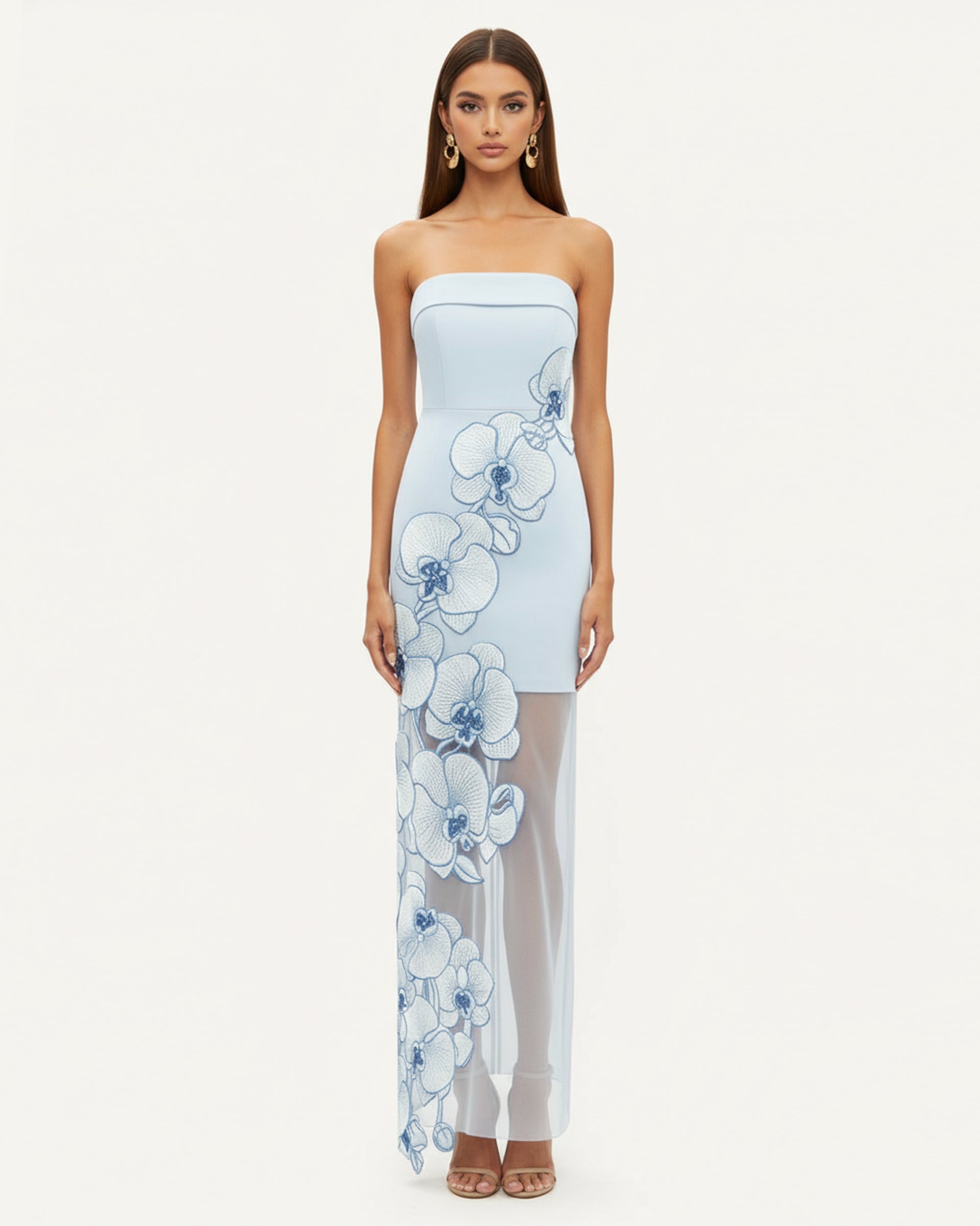 Orchid Embroidered Dress - Light Blue