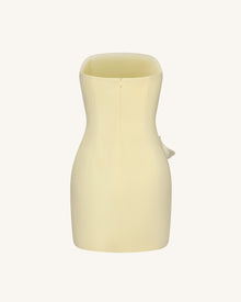 Strapless Floral Appliqué Dress - Yellow