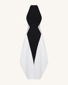 Monochrome Paneled Maxi Dress – Black