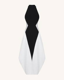 Monochrome Paneled Maxi Dress – Black