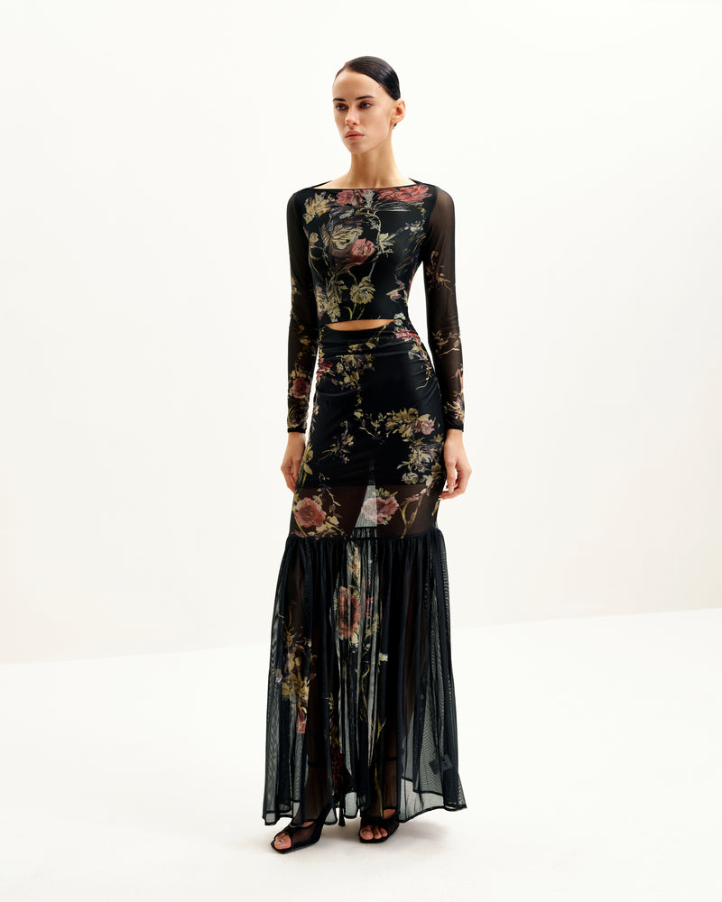 Alicia Printed Mesh Dress - Multicolor