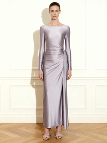 Amara Metallic Ruched Dress - Silver