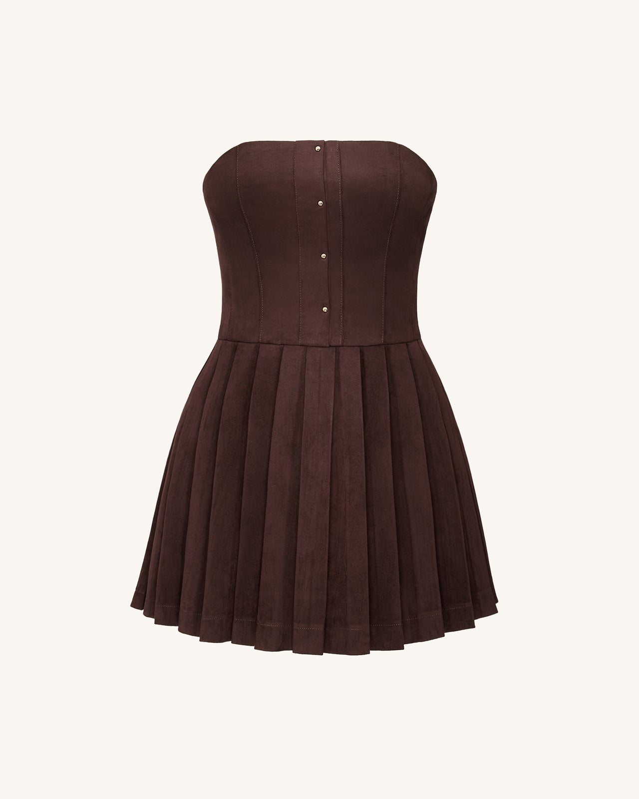 Ellie Pleated Velvet Dress - Chocolate Brown