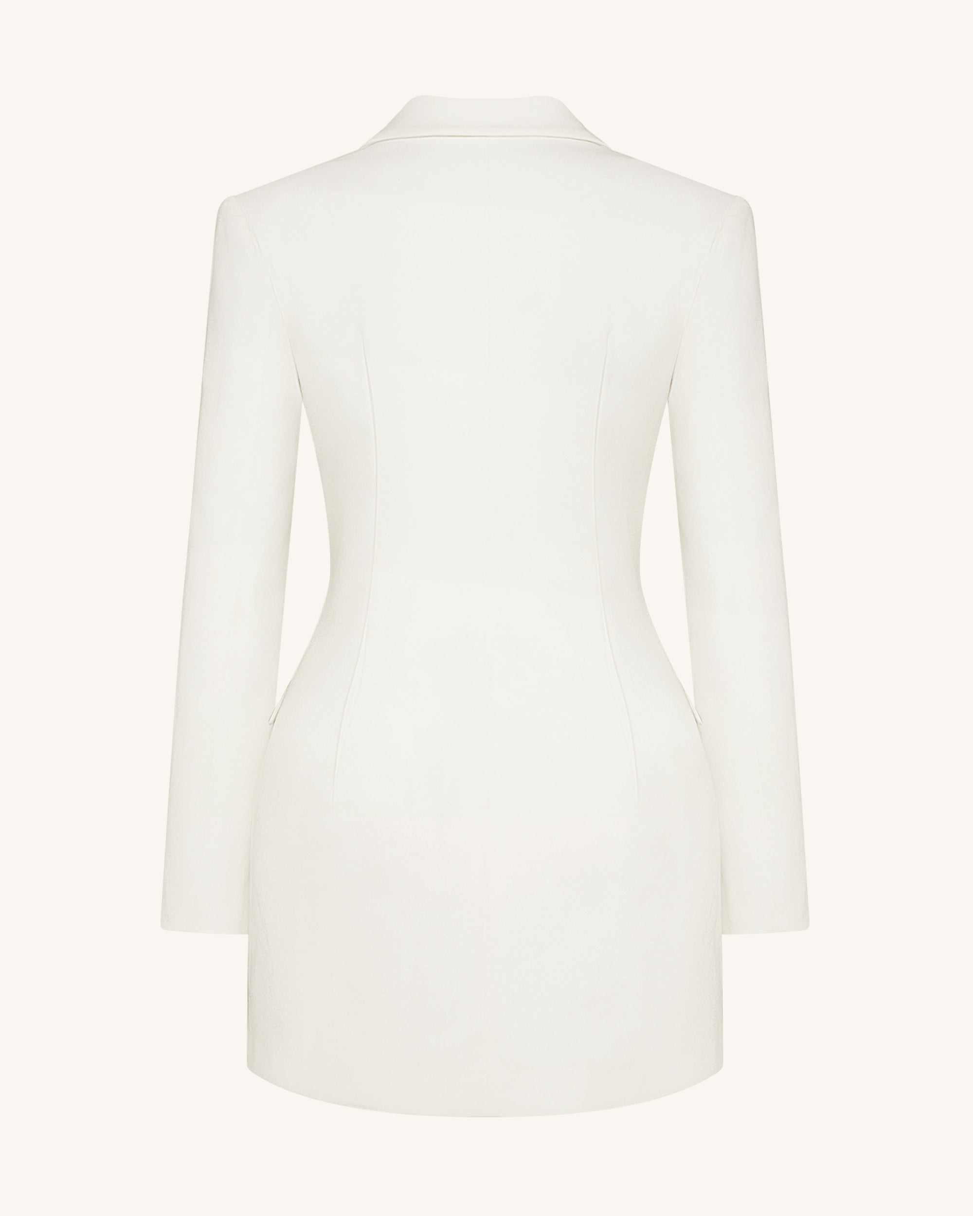 Gold Button Fitted Blazer Dress – White