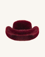 Elora Faux Fur Cowboy Hat - Burgundy