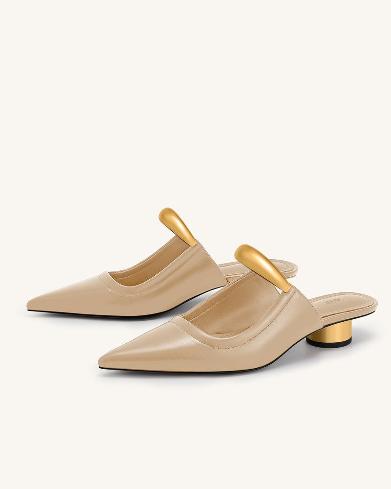 Helena  Pierced Mules - Khaki